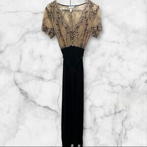 Soma Lace Long Open Robe Nude Black Small Intimates Sleepwear